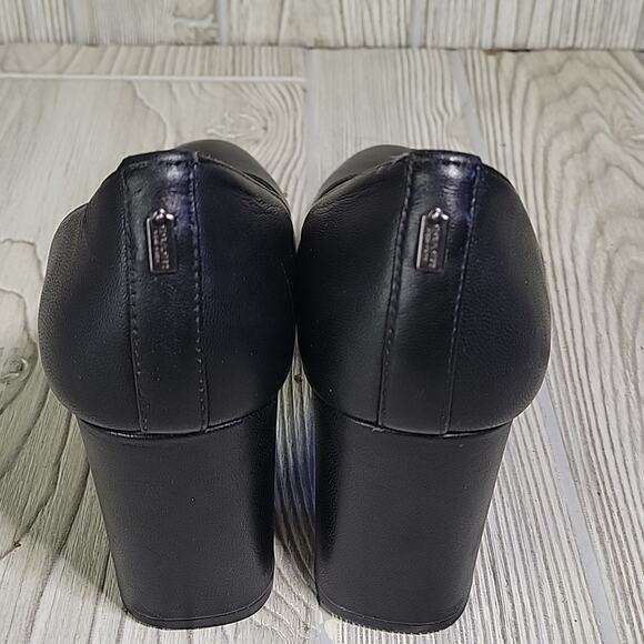 Coach Black Leather Black Heel Pumps Womens Size 7 - Picture 5 of 14